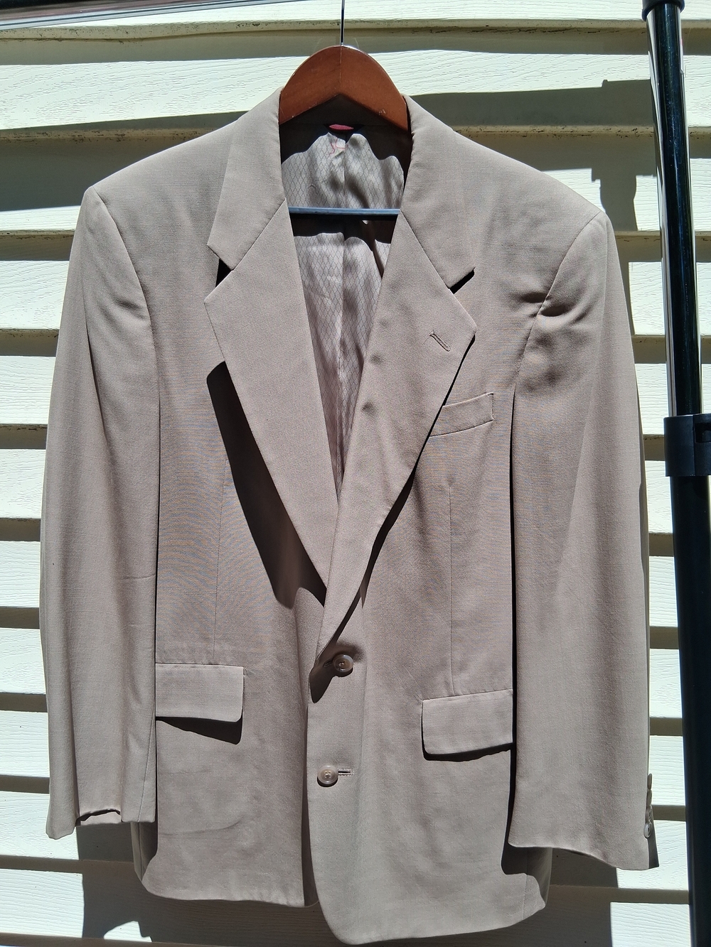 Vintage Hart Schaffner & Marx Blazer Mens 42R Beige Virgin Wool